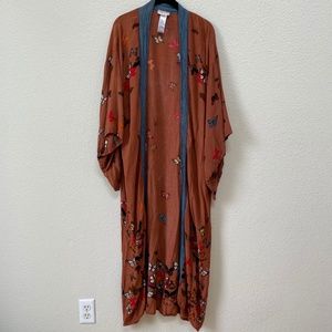 Free People Butterfly Kisses Kimono in Terracotta Como Size One Size